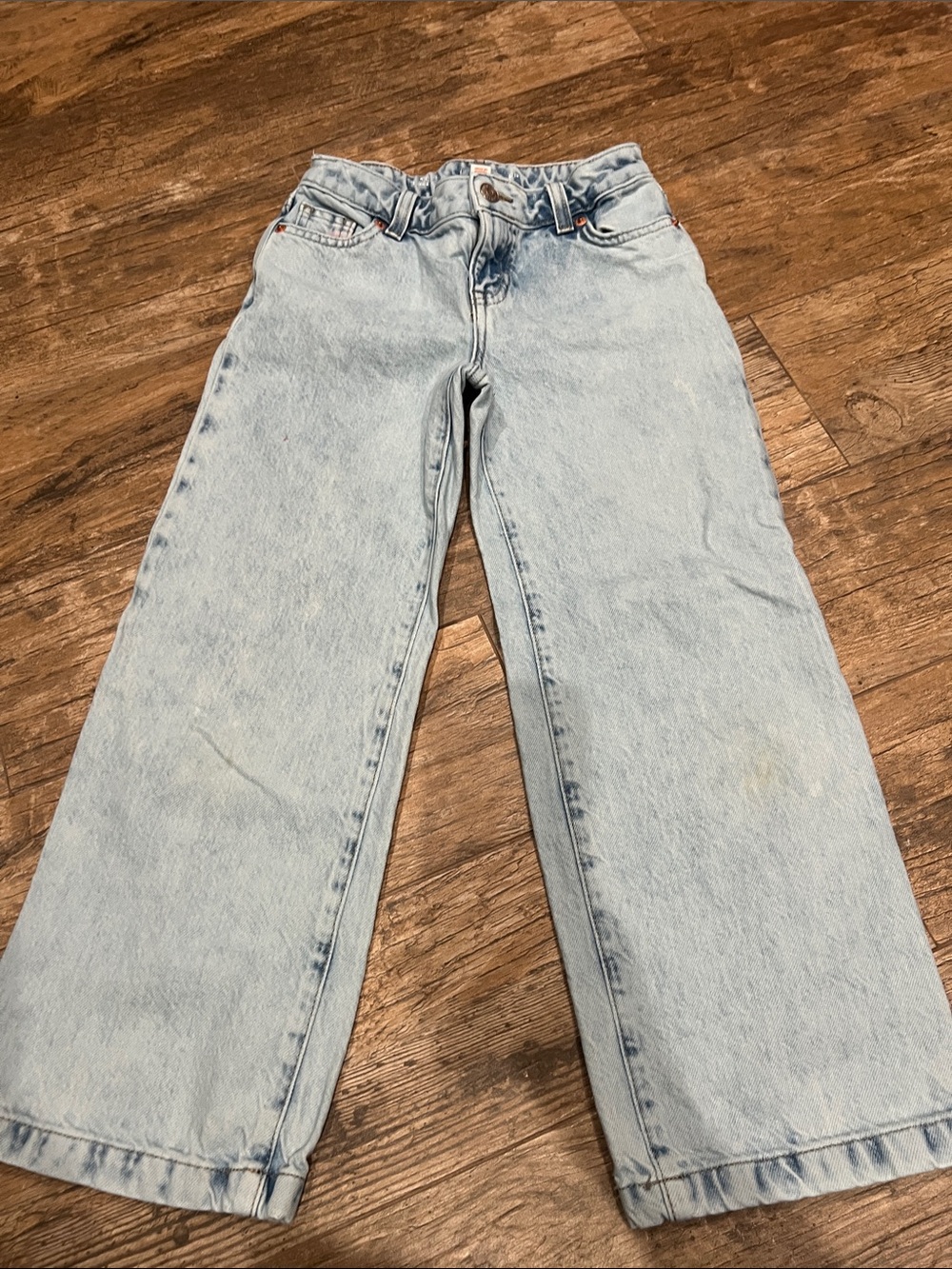 Light Wash Youth Girls Wide Leg Jeans
